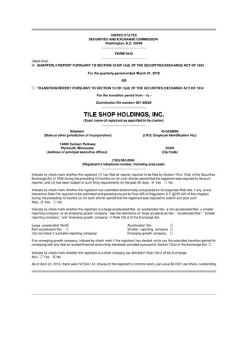 Thumbnail Tile Shop Holdings 10-Q Quarterly Report FY2018 