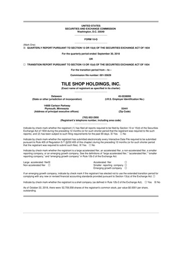 Thumbnail Tile Shop Holdings 10-Q Quarterly Report FY2018 