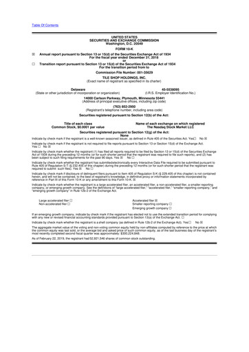 Thumbnail Tile Shop Holdings 10-K Annual Report 2018