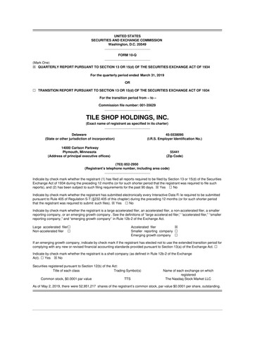 Thumbnail Tile Shop Holdings 10-Q Quarterly Report FY2019 