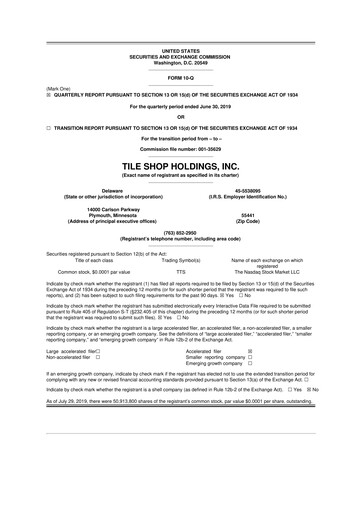 Thumbnail Tile Shop Holdings 10-Q Quarterly Report FY2019 