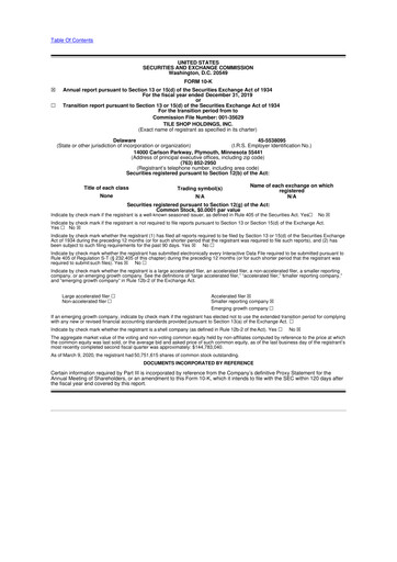 Thumbnail Tile Shop Holdings 10-K Annual Report 2019