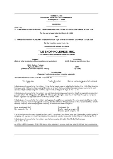 Thumbnail Tile Shop Holdings 10-Q Quarterly Report FY2020 