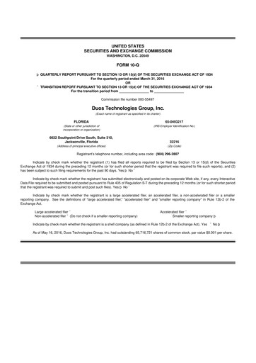 Vorschaubild Duos Technologies Group 10-Q Quartalsbericht 2016 