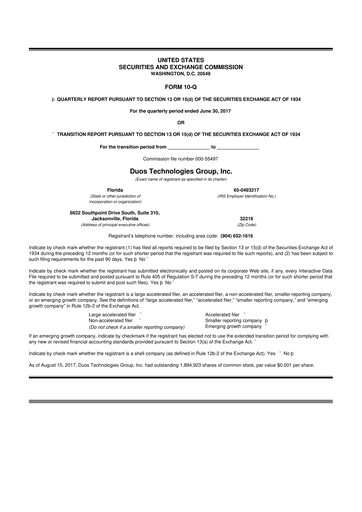 Vorschaubild Duos Technologies Group 10-Q Quartalsbericht 2017 