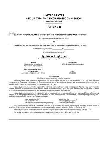 Thumbnail Lightwave Logic 10-Q Quarterly Report FY2018 