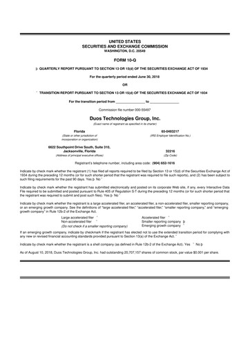 Vorschaubild Duos Technologies Group 10-Q Quartalsbericht 2018 