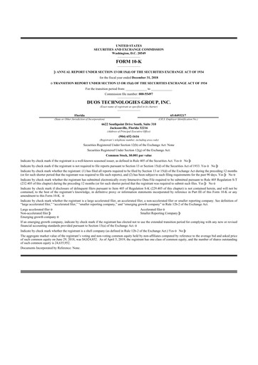 Thumbnail Duos Technologies Group 10-K Annual Report 2018