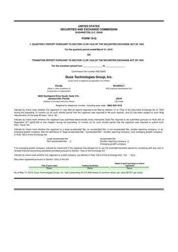Vorschaubild Duos Technologies Group 10-Q Quartalsbericht 2018 