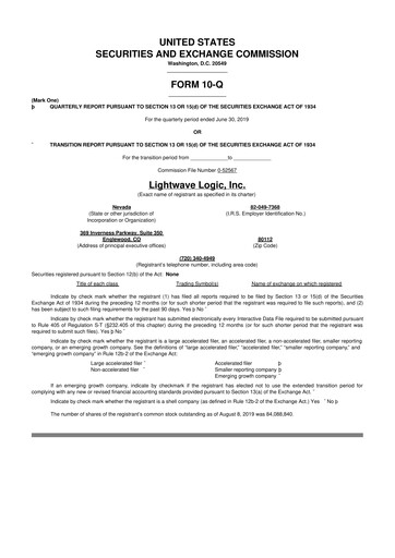 Thumbnail Lightwave Logic 10-Q Quarterly Report FY2019 