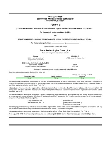 Vorschaubild Duos Technologies Group 10-Q Quartalsbericht 2019 