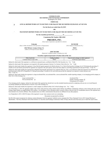 Vorschaubild Pro-Dex 10-K Jahresbericht 2019