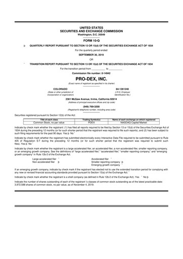 Miniature Pro-Dex 10-Q Rapport trimestriel 2020 