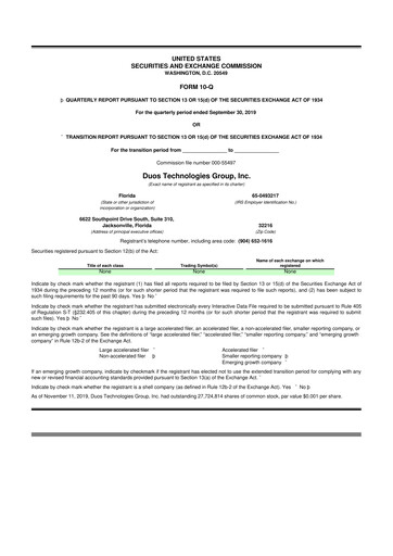 Vorschaubild Duos Technologies Group 10-Q Quartalsbericht 2019 