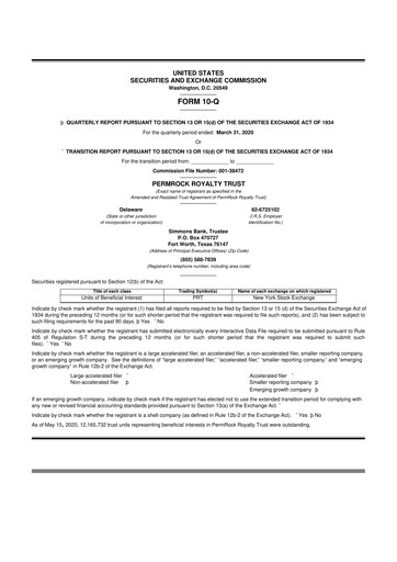 Thumbnail PermRock Royalty Trust 10-Q Quarterly Report FY 