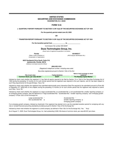 Vorschaubild Duos Technologies Group 10-Q Quartalsbericht 2020 