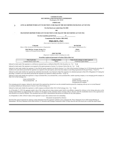 Vorschaubild Pro-Dex 10-K Jahresbericht 2020
