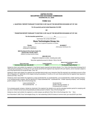 Vorschaubild Duos Technologies Group 10-Q Quartalsbericht 2020 