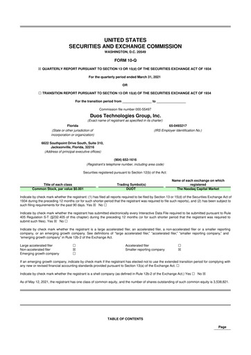 Vorschaubild Duos Technologies Group 10-Q Quartalsbericht 2021 