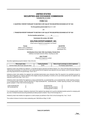 Thumbnail Dolphin Entertainment
 10-Q Quarterly Report FY2021 