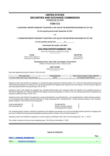 Thumbnail Dolphin Entertainment
 10-Q Quarterly Report FY2021 