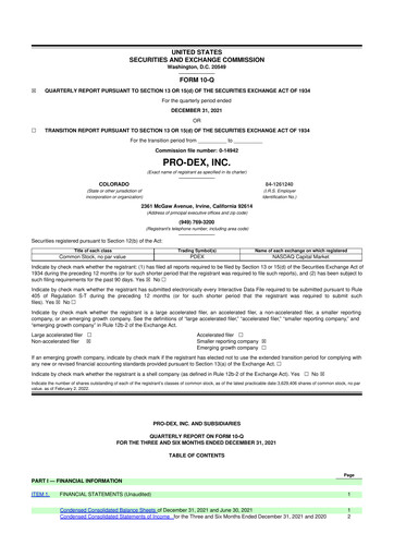 Miniature Pro-Dex 10-Q Rapport trimestriel 2022 