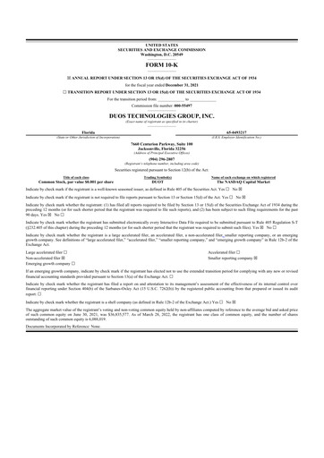 Thumbnail Duos Technologies Group 10-K Annual Report 2021