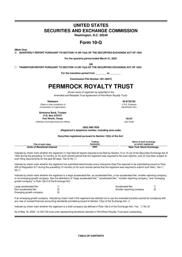 Thumbnail PermRock Royalty Trust 10-Q Quarterly Report FY 