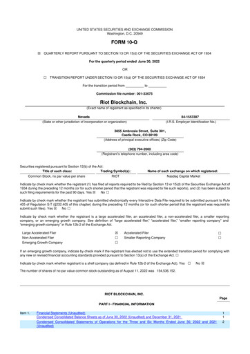 Thumbnail Riot Platforms 10-Q Quarterly Report FY2022 