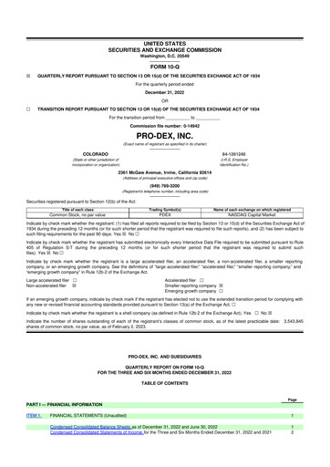 Miniature Pro-Dex 10-Q Rapport trimestriel 2023 