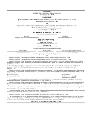 Thumbnail PermRock Royalty Trust 10-K Annual Report 