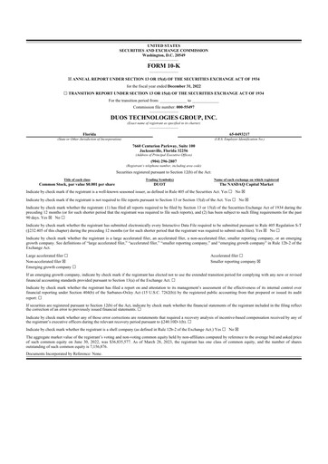 Thumbnail Duos Technologies Group 10-K Annual Report 2022