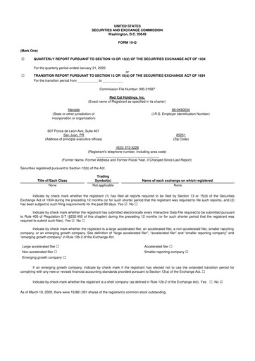 Thumbnail Red Cat Holdings 10-Q Quarterly Report FY2020 