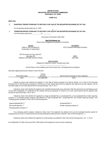 Thumbnail Red Cat Holdings 10-Q Quarterly Report FY2021 