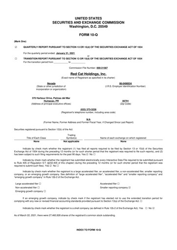 Thumbnail Red Cat Holdings 10-Q Quarterly Report FY2021 