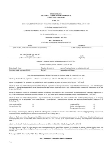 Thumbnail Red Cat Holdings 10-K Annual Report 2021