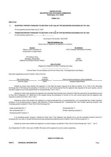 Thumbnail Red Cat Holdings 10-Q Quarterly Report FY2021 