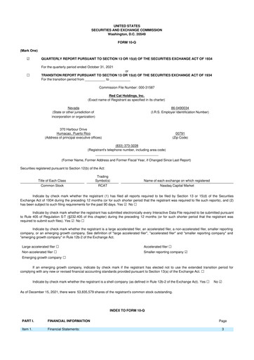 Thumbnail Red Cat Holdings 10-Q Quarterly Report FY2021 