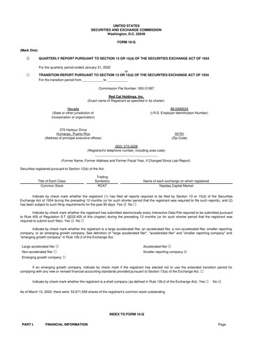 Thumbnail Red Cat Holdings 10-Q Quarterly Report FY2021 