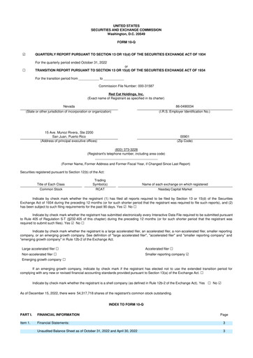 Thumbnail Red Cat Holdings 10-Q Quarterly Report FY2023 