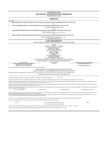 Vorschaubild Galapagos NV 20-F Jahresbericht 2020