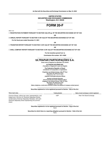 Vorschaubild Ultrapar Participacoes 20-F Jahresbericht 2021