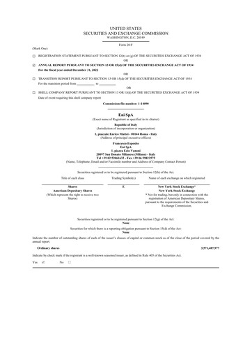 Vorschaubild ENI 20-F Jahresbericht 2022