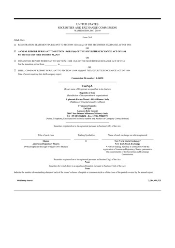 Vorschaubild ENI 20-F Jahresbericht 2024