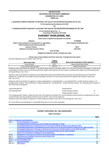 Thumbnail Euronet Worldwide
 10-Q Quarterly Report FY2025 