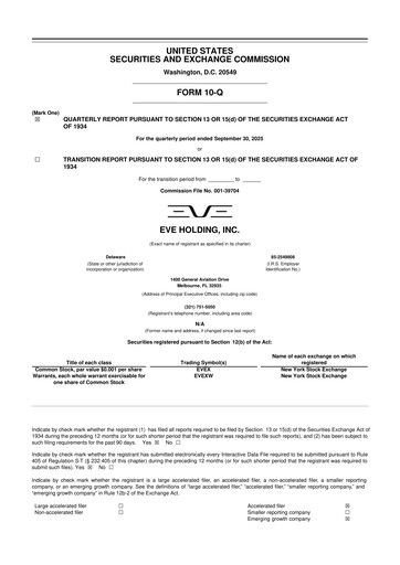 Thumbnail Eve Holding, Inc. 10-Q Quarterly Report FY2025 