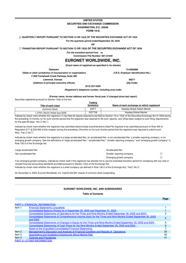 Thumbnail Euronet Worldwide
 10-Q Quarterly Report FY2025 