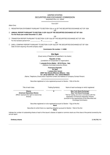 Thumbnail ENI 20-F Annual Report 2025