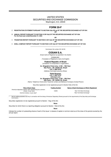 Miniature Cosan 20-F Rapport annuel 