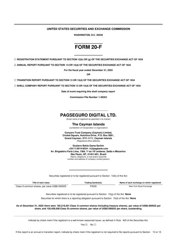 Thumbnail PagSeguro 20-F Annual Report 